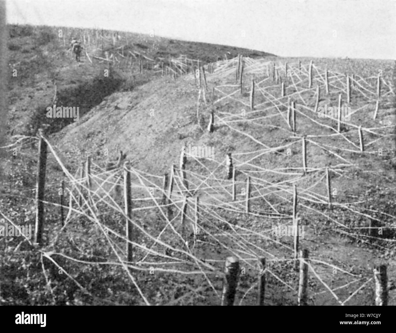 Russian barbed wire entanglements, Russo-Japanese War, 1904-5. Artist: Unknown Stock Photo