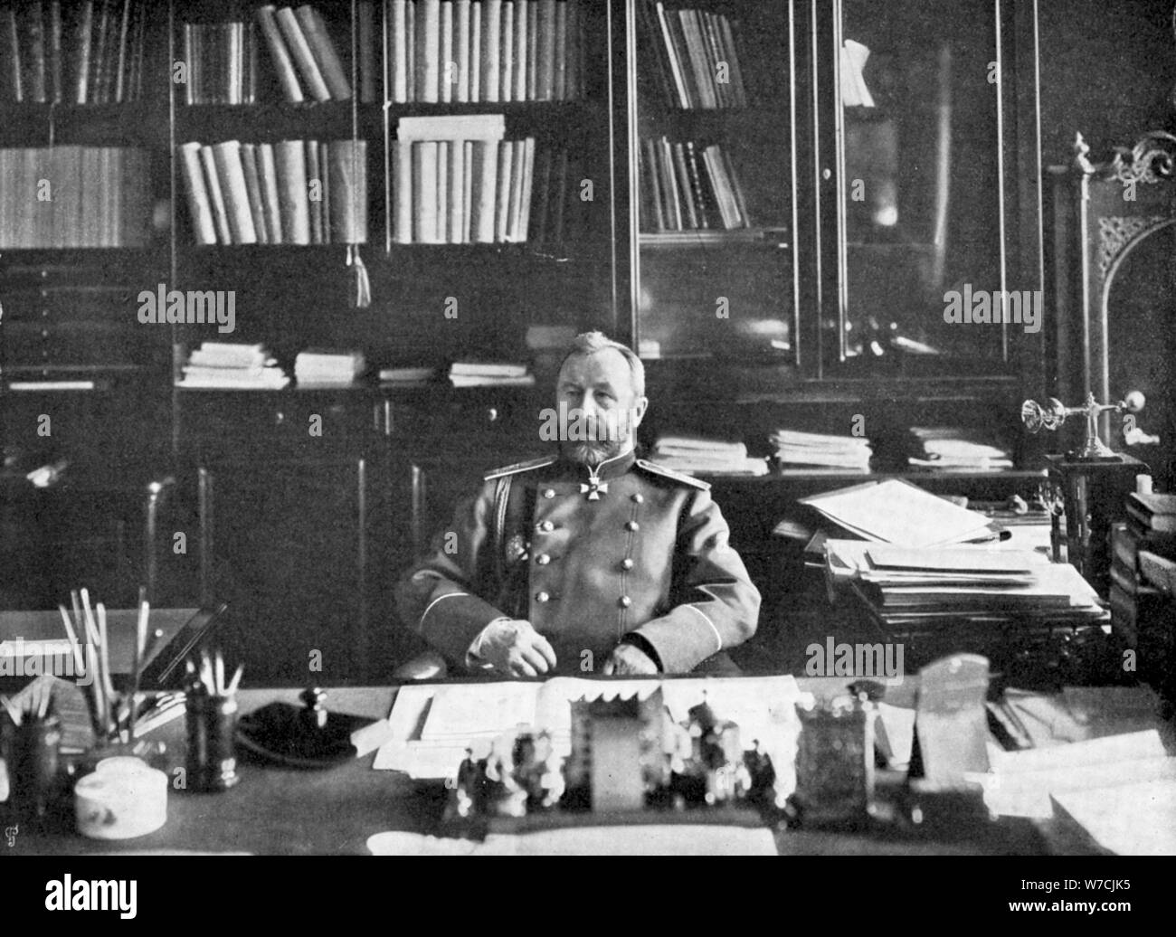 Alexei Nikolaievich Kuropatkin in his library, 1904-5. Artist: Unknown Stock Photo