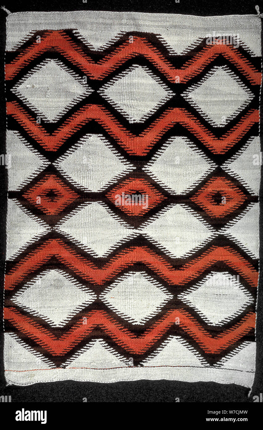 Navajo blanket, North American Indian, 19th century. Artist: Unknown Stock Photo