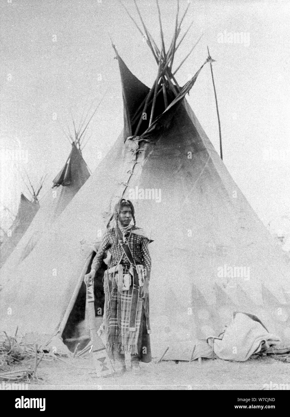 Black Foot outside his tent, North American Indian, c1885-90. Artist: Unknown Stock Photo