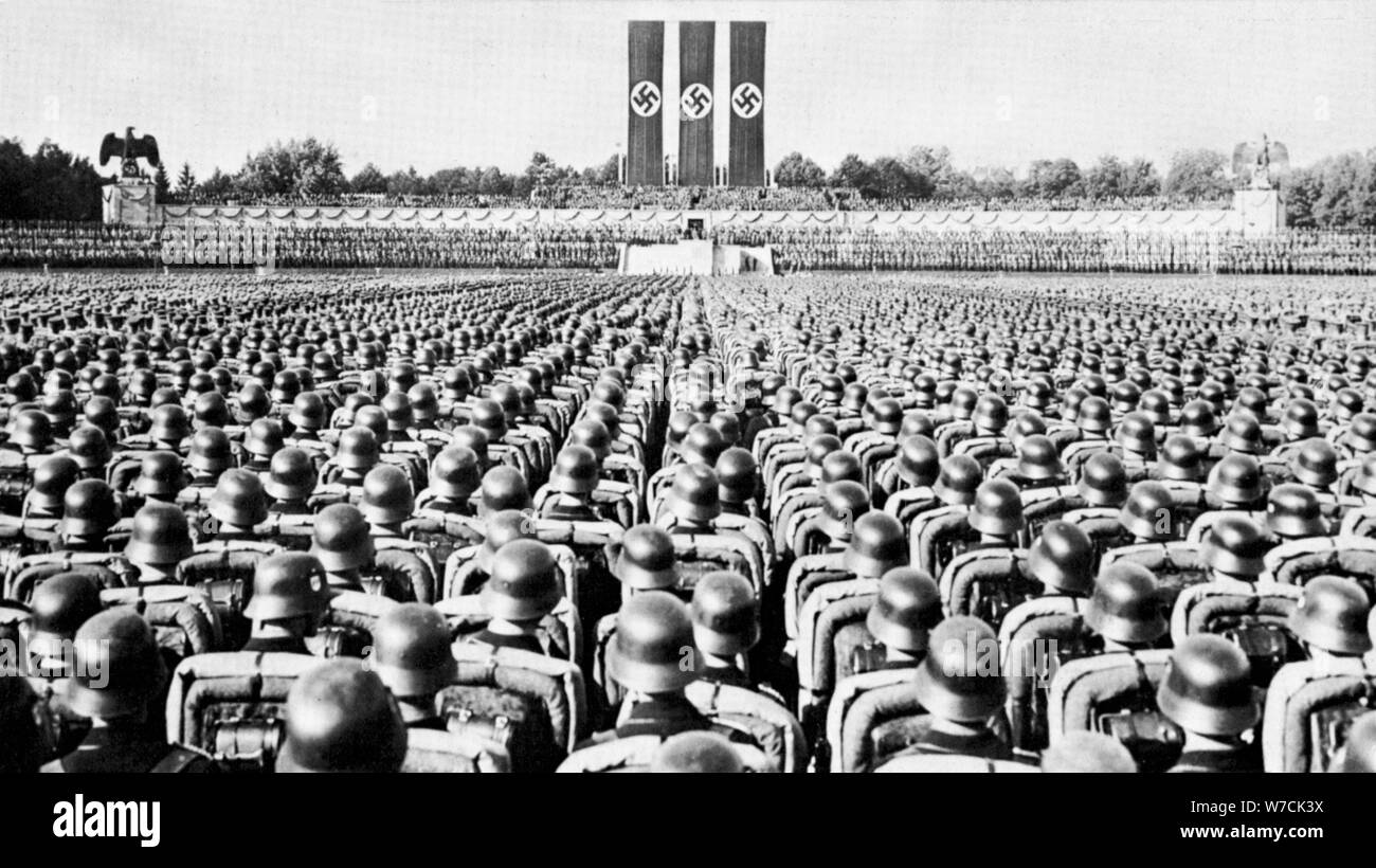 SS Guard on Parade at a Nazi Party rally in Nurmberg, late 1930s. Artist: Unknown Stock Photo
