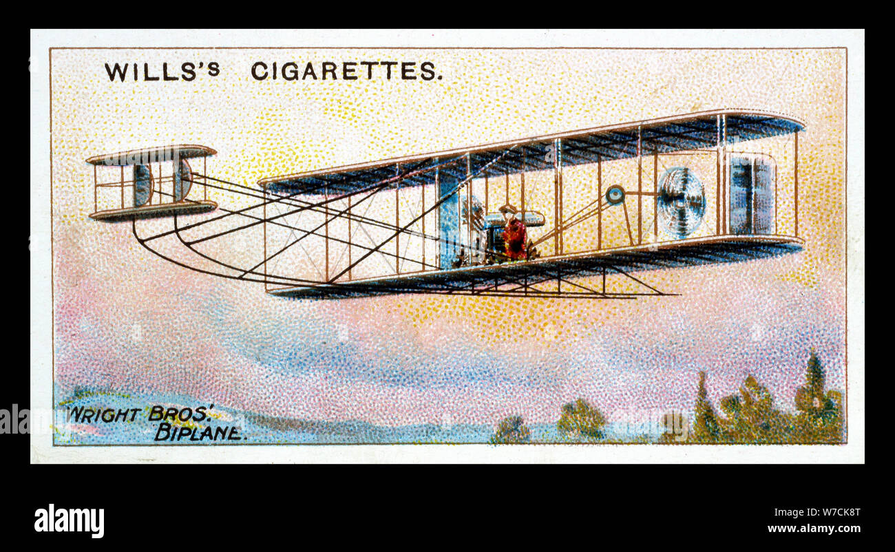 Wright Brothers' biplane 'Flier', 1910 . Artist: Unknown Stock Photo