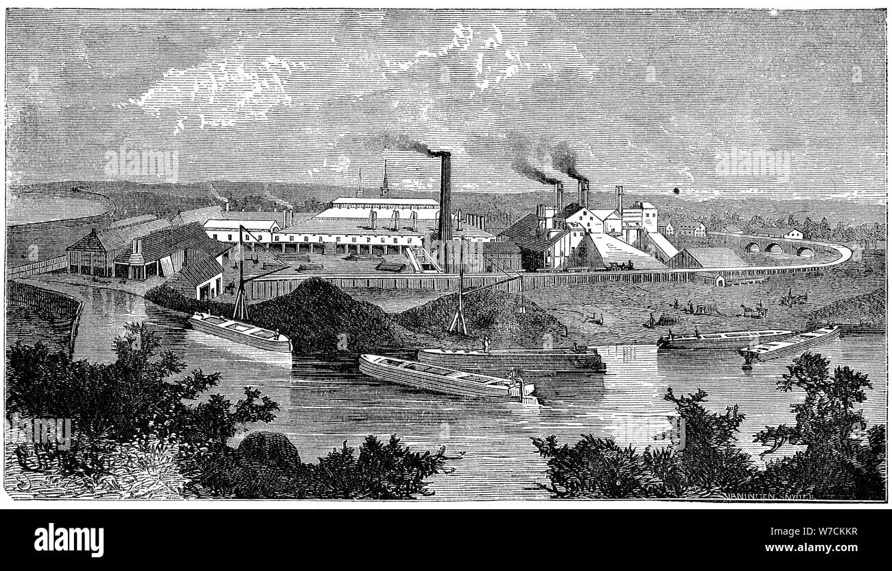 Phoenix Iron and Bridge Works, Phoenixville, Pennsylvania, USA, 1873. Artist: Unknown Stock Photo