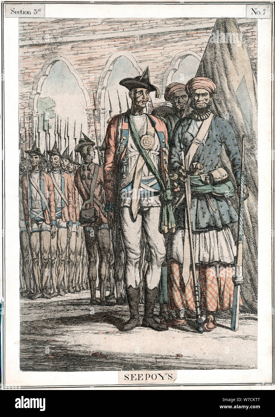 Sepoys, native troops employed by East India Company, 19th century. Artist: Unknown Stock Photo