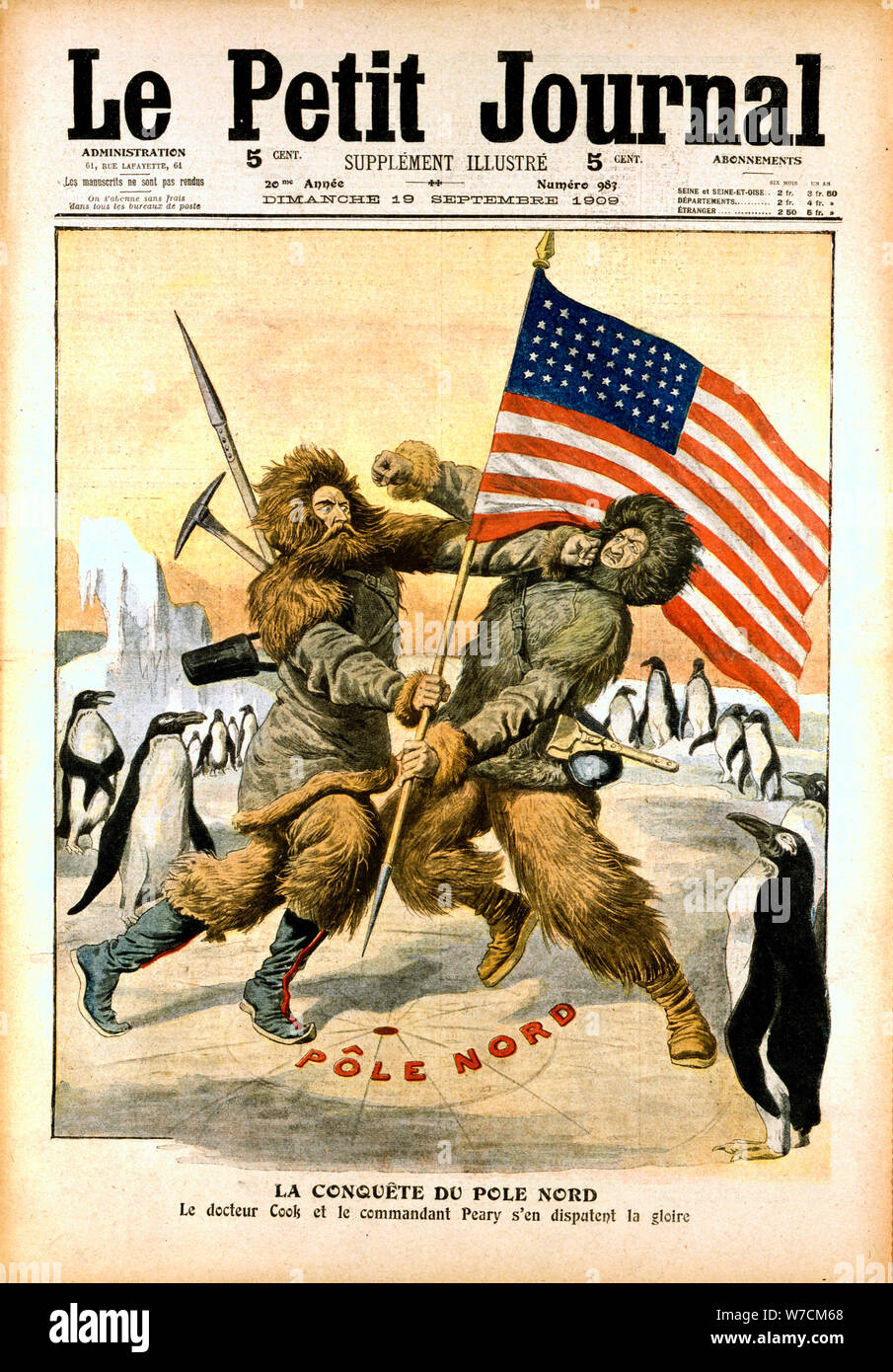 Dispute over who was the first to reach the North Pole, 1909. Artist: Unknown Stock Photo
