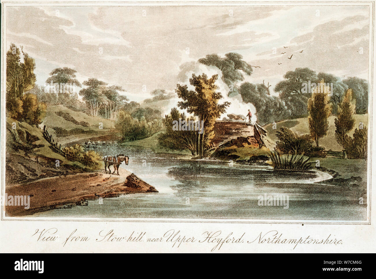 Grand Junction Canal from Stow Hill near Upper Heyford, Northamptonshire, 1819. Artist: John Hassell Stock Photo