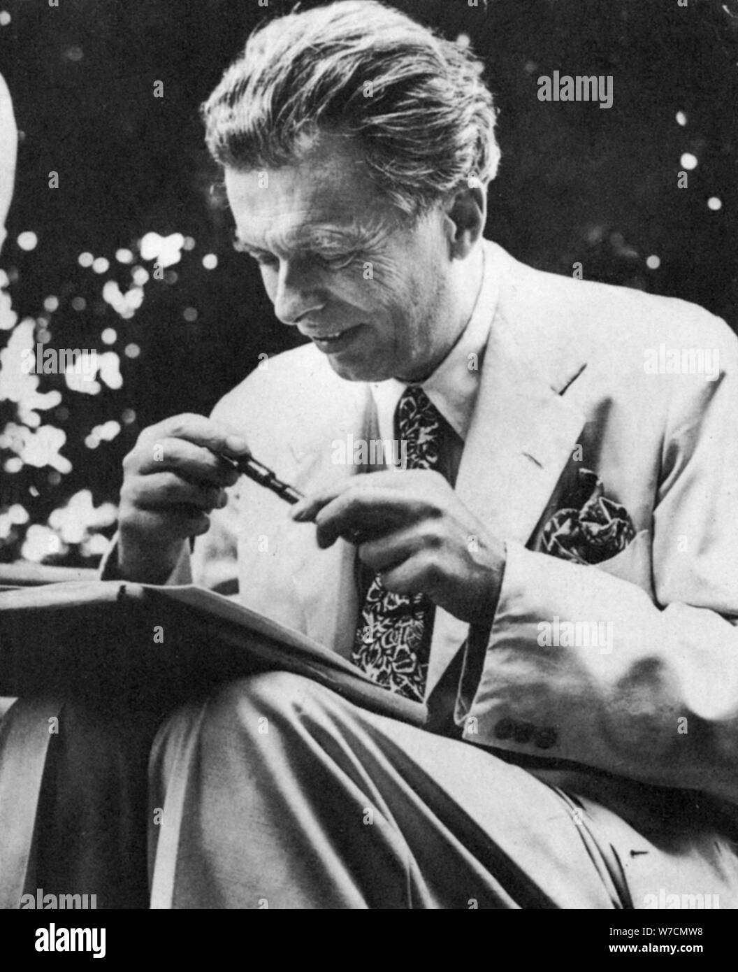 Aldous Leonard Huxley (1894-1963), English essayist and novelist, (c1950s?). Artist: Unknown Stock Photo