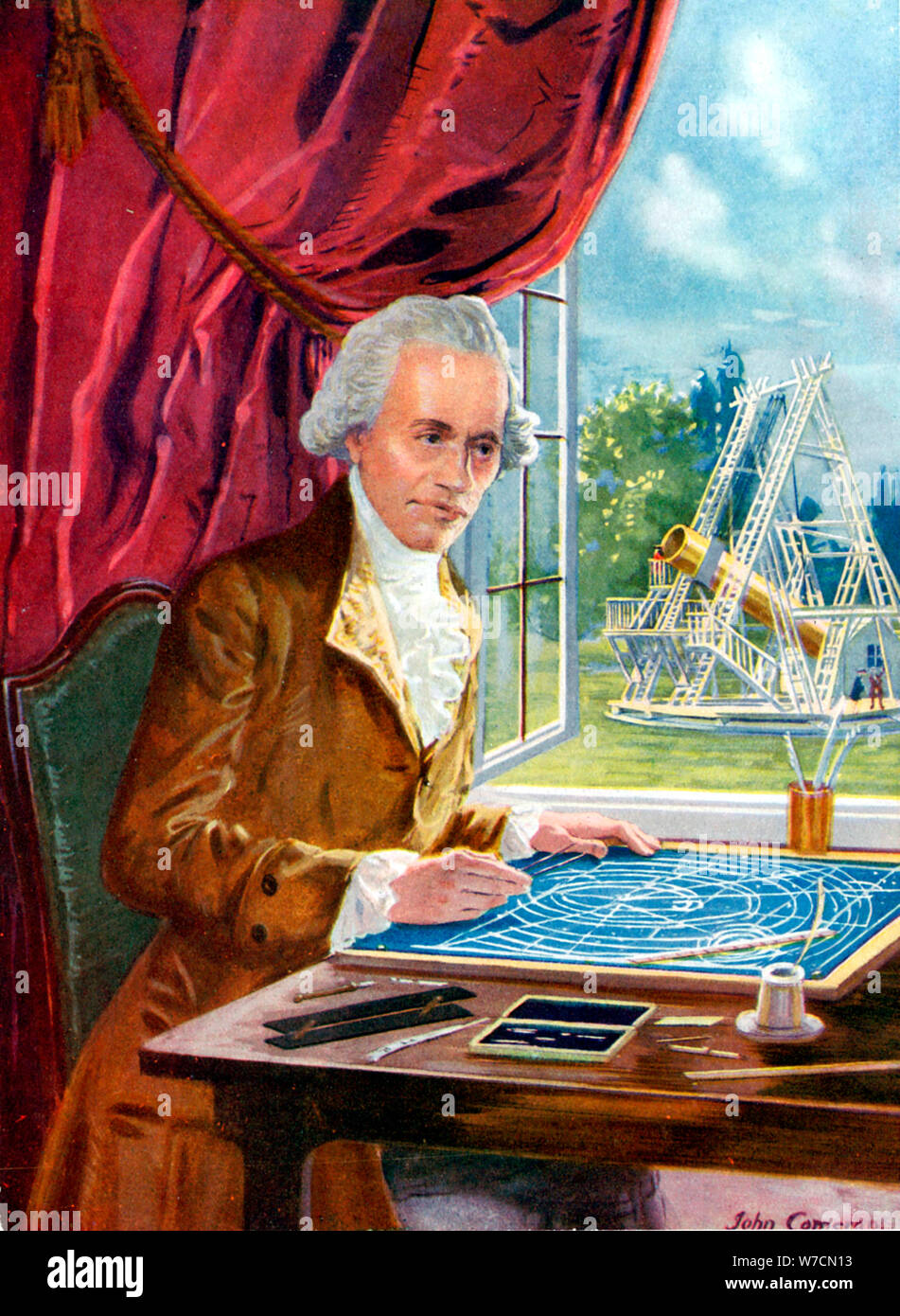 William Herschel (1738-1822) German-born English astronomer. Artist: Unknown Stock Photo