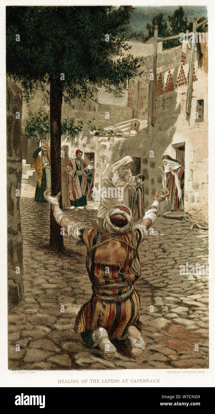 Christ healing the lepers at Capernaum, c1890. Artist: Unknown Stock Photo