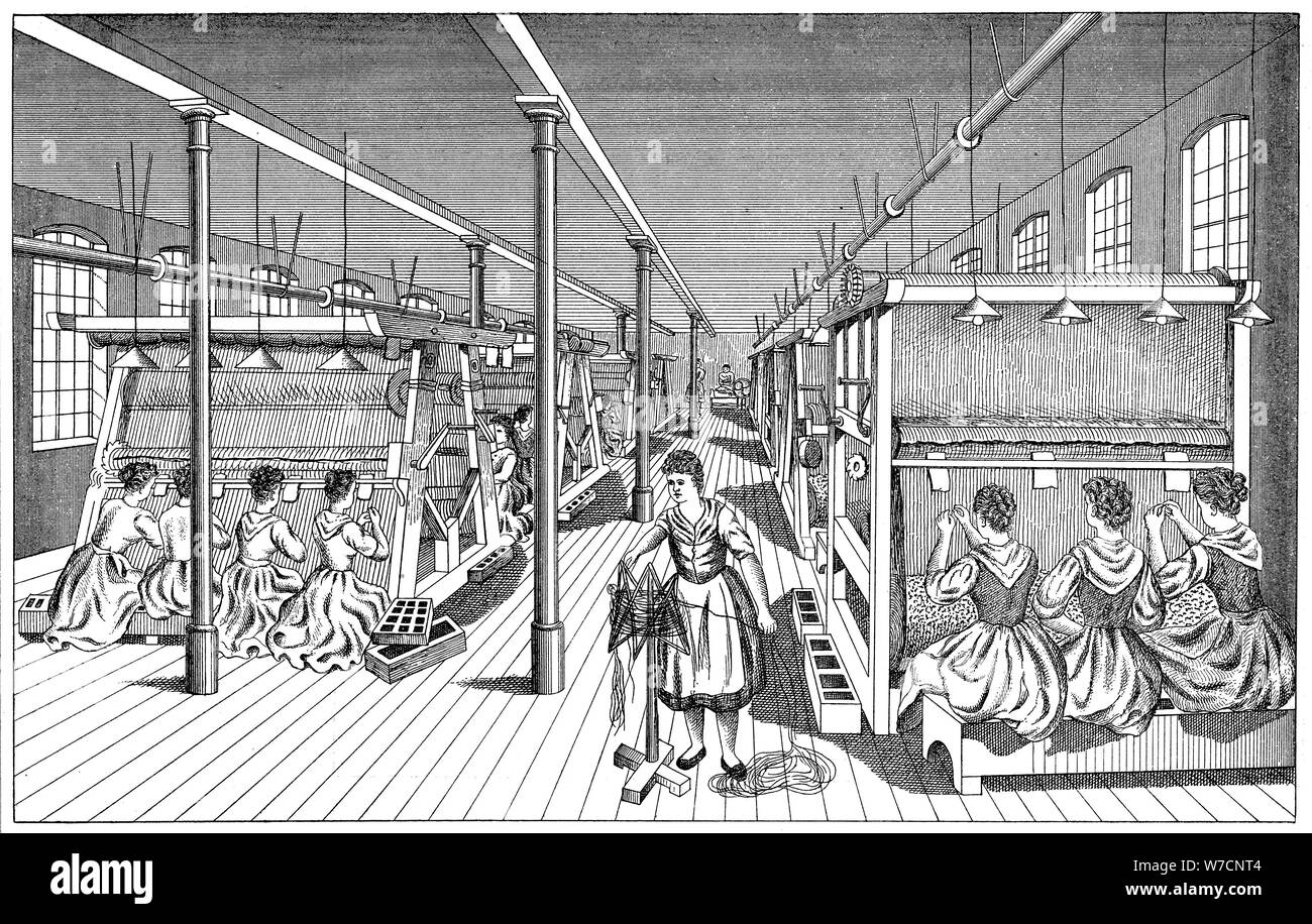 Women workers in a carpet factory, c1895. Artist: Unknown Stock Photo