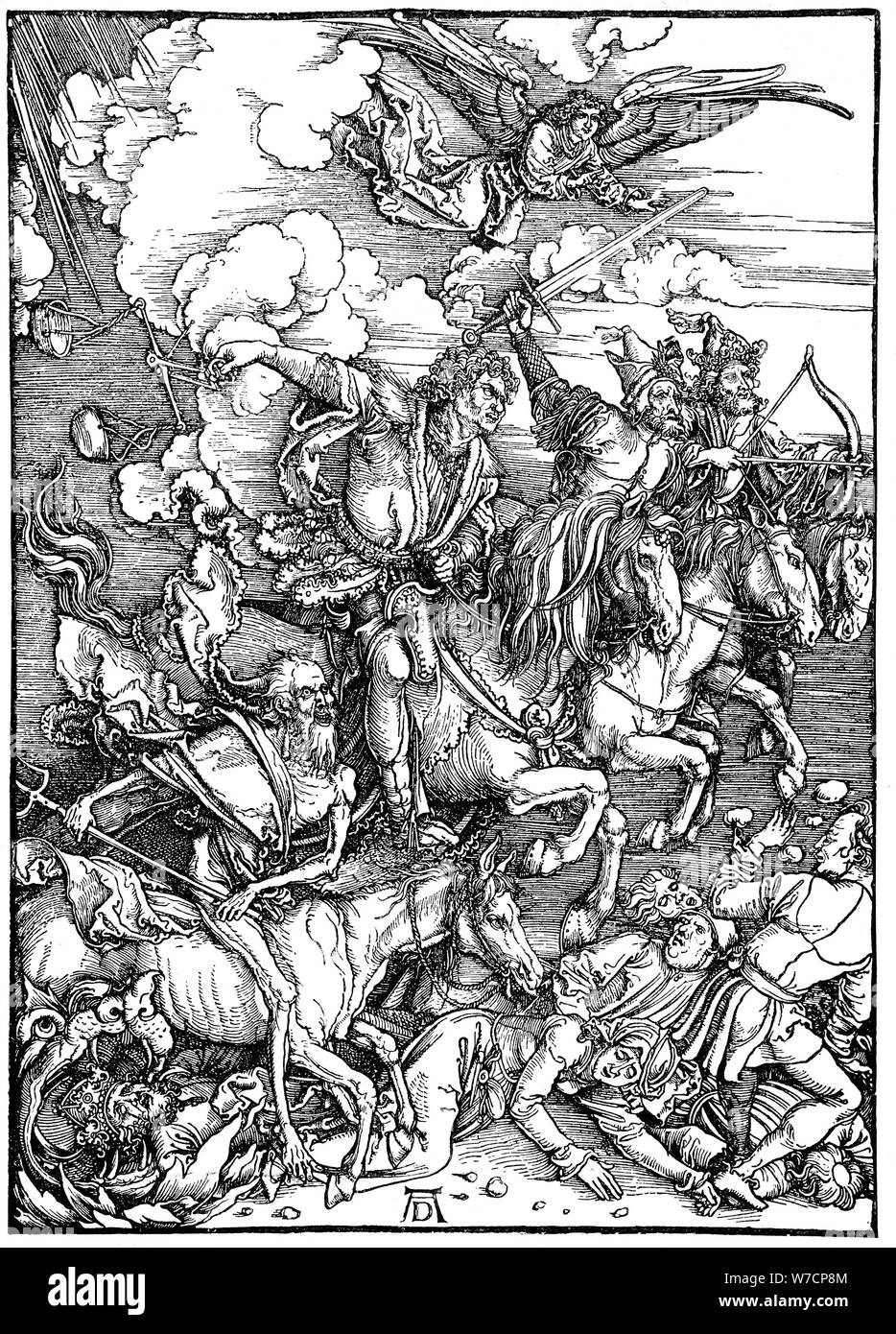 The Four Horsemen of the Apocalypse, 1498. Artist: Albrecht Dürer Stock Photo