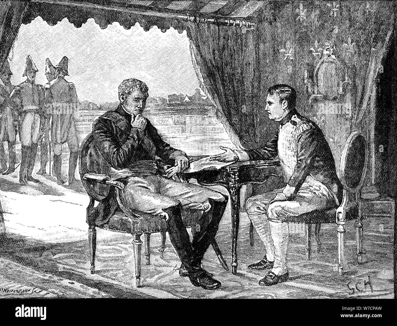 Napoleon and alexander at tilsit Black and White Stock Photos & Images