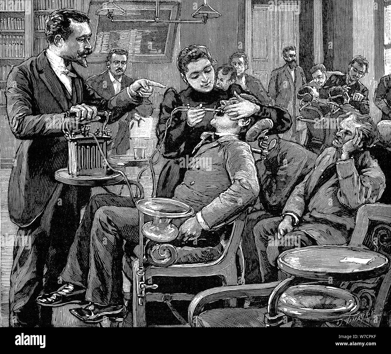 Clinic at the School of Dentistry, Paris, 1892. Artist: Unknown Stock Photo