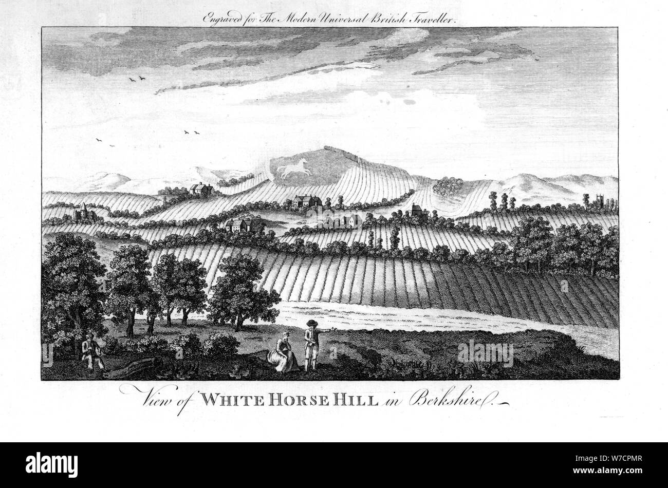 White Horse Hill, Berkshire, late 18th century. Artist: Unknown Stock Photo