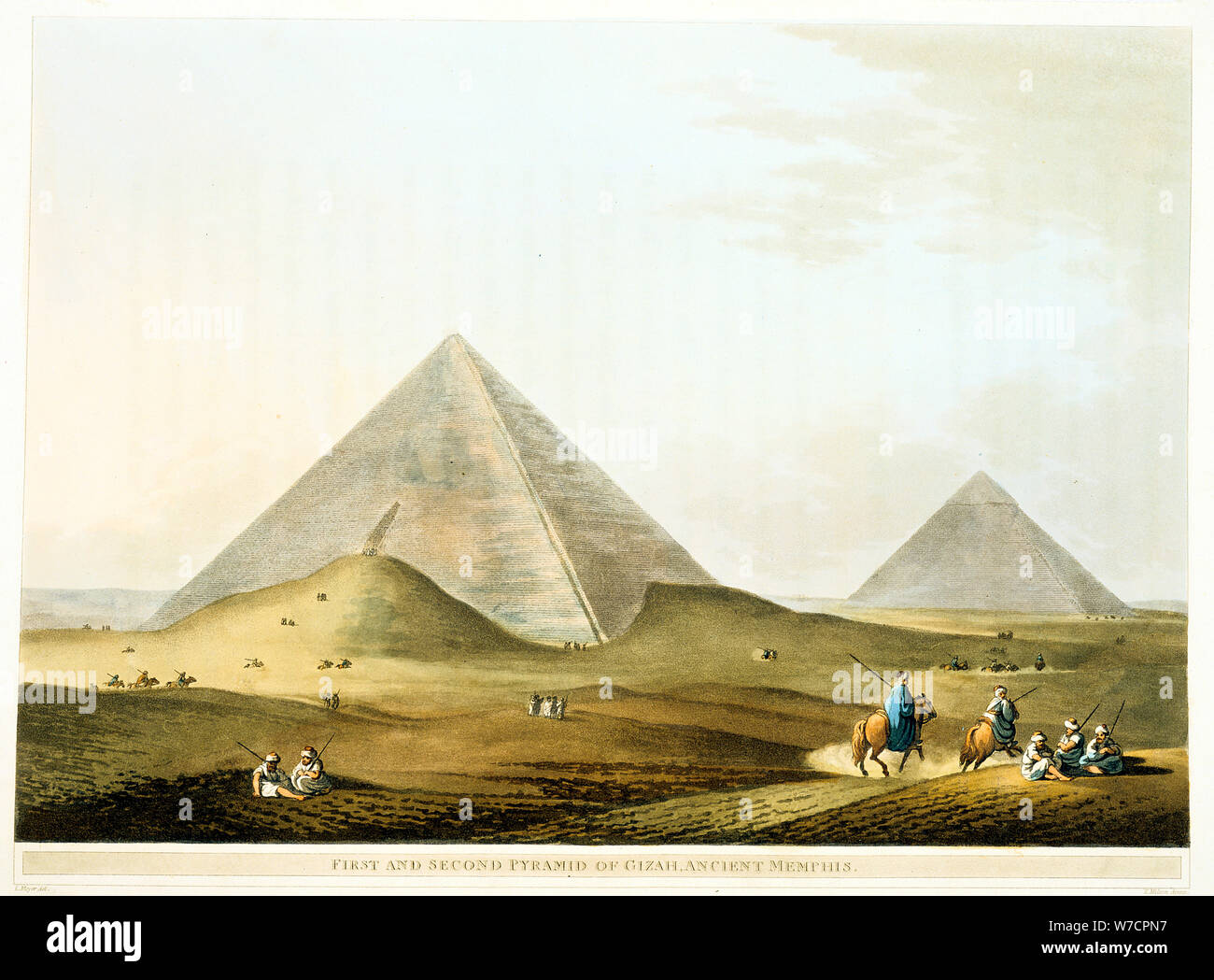 Pyramids at Giza, Egypt, 4th Dynasty, Old Kingdom, 26th century BC (1801). Artist: Unknown Stock Photo