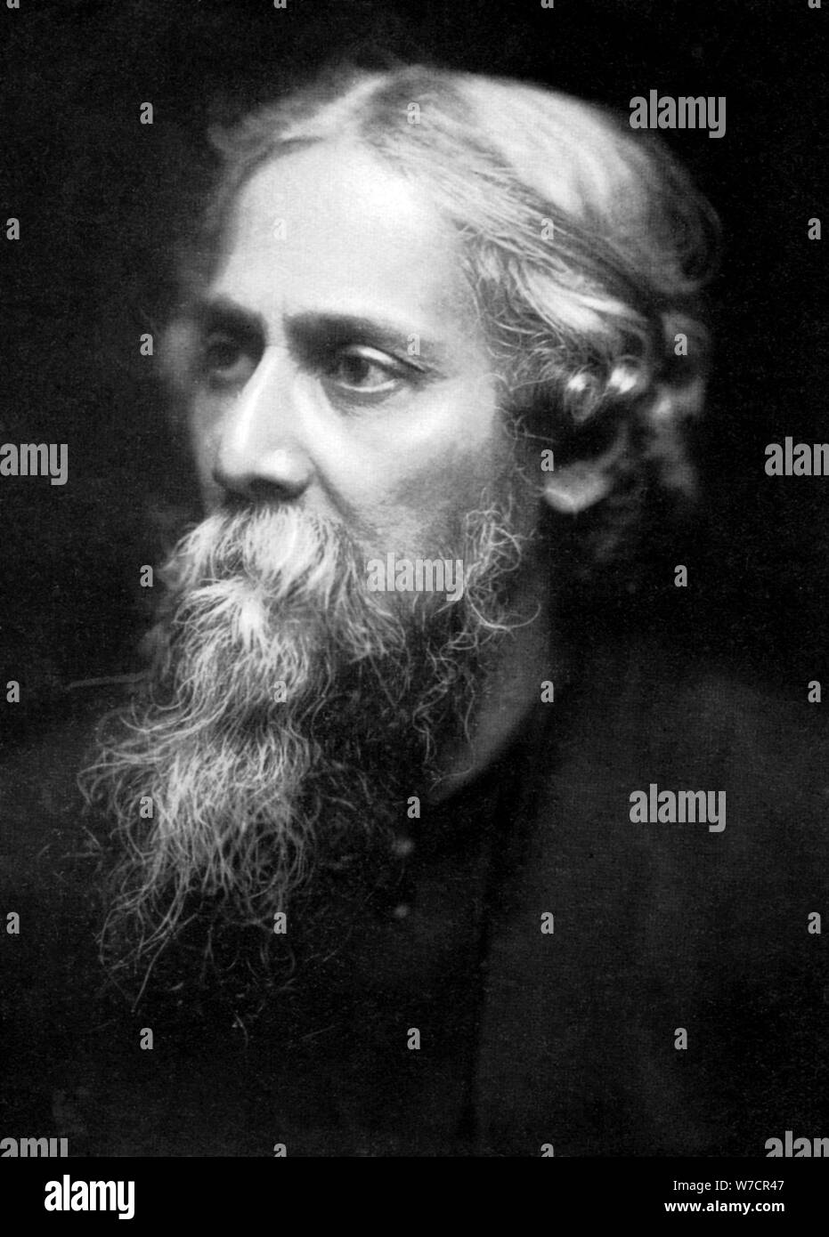 Rabindranath Tagore (1861-1941), Indian philosopher and poet, c1930-1941. Artist: Unknown Stock Photo