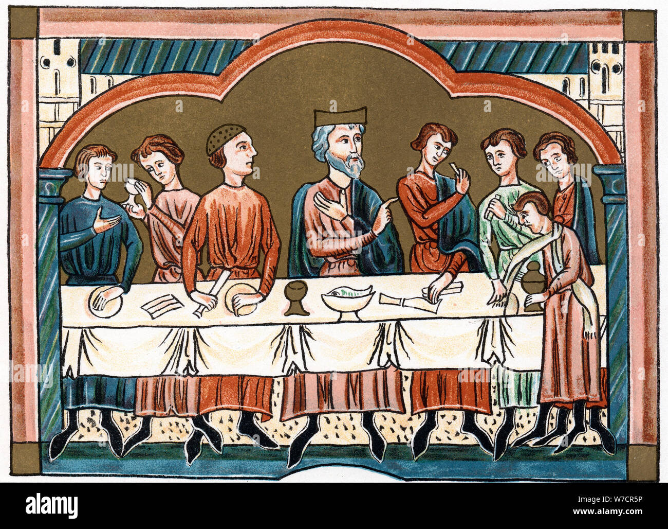 A Plantagenet king of England dining. Artist: Unknown Stock Photo