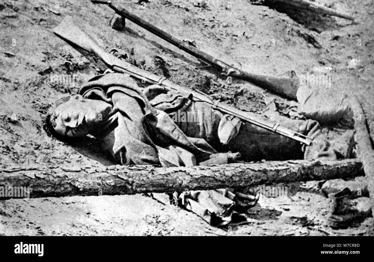 Dead soldier lying in the road at Fredericksburg, Virginia, American Civil War, 3 May 1863. Artist: Matthew Brady Stock Photo