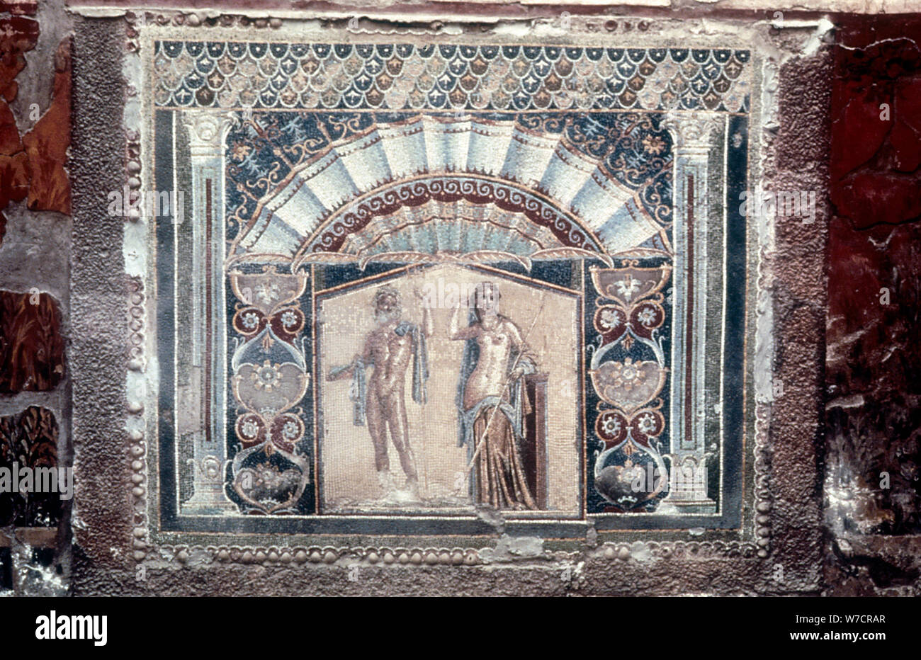 House of Neptune and Amphitrite mosaic, Roman, Herculaneum, c69. Artist: Unknown Stock Photo