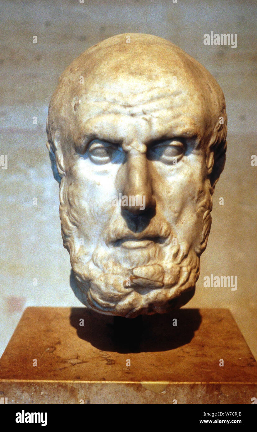 Hippocrates of Cos, Ancient Greek physician. Artist: Unknown Stock Photo