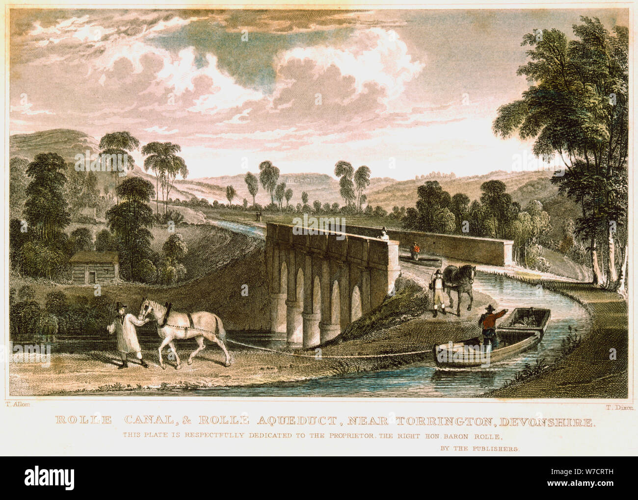 Rolle Canal and Aqueduct, near Torrington, Devon, 1829. Artist: T Dixon Stock Photo