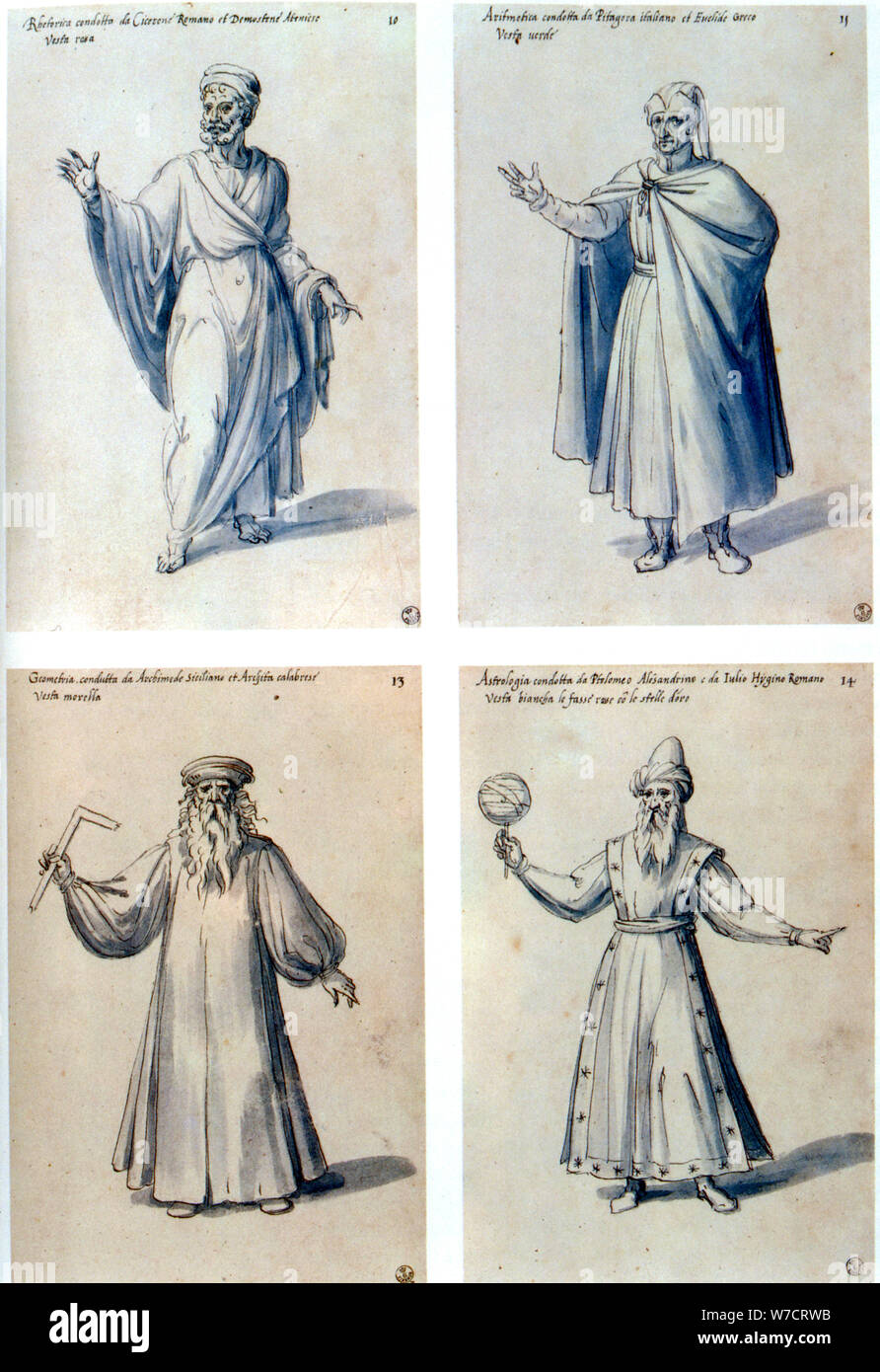 Costume design for classical figures, 16th century. Artist: Giuseppe Arcimboldi Stock Photo