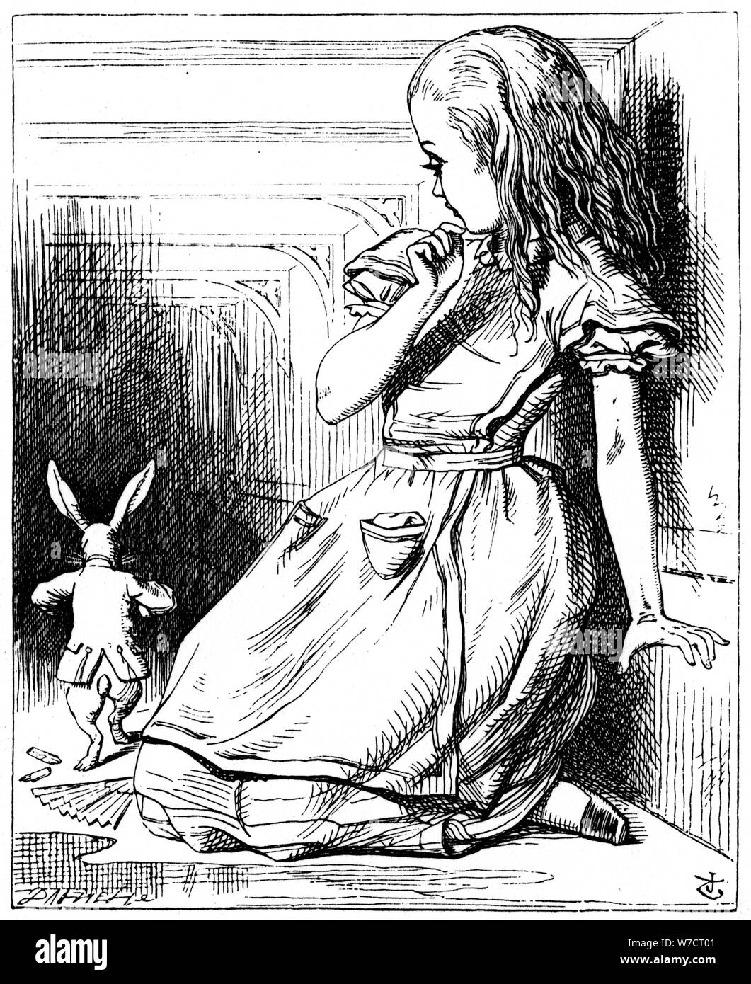 Scene from Alice's Adventures in Wonderland by Lewis Carroll, 1865. Artist: John Tenniel Stock Photo