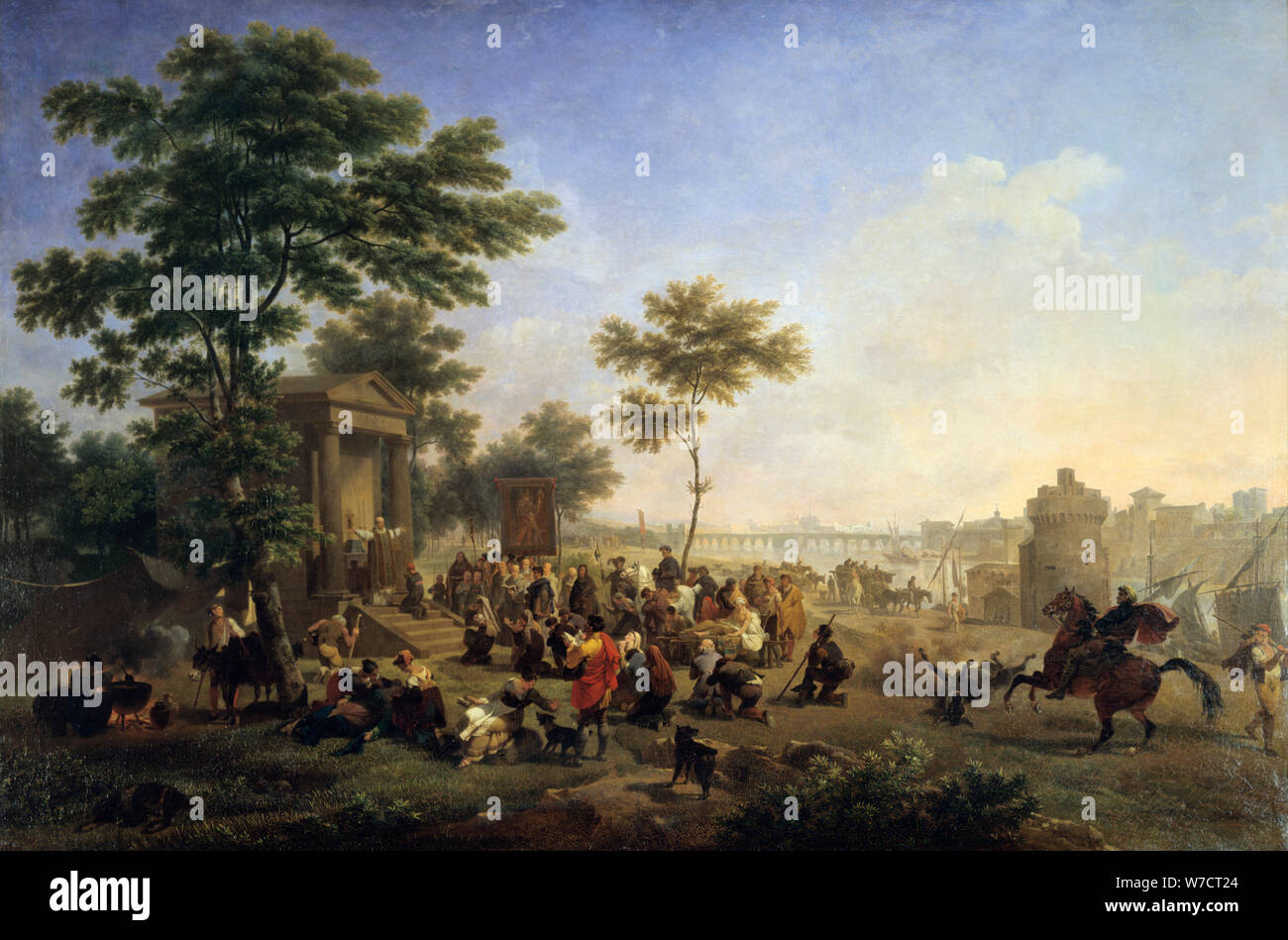 'Mass in the country around Rome', late 18th/early 19th century. Artist: Nicolas Antoine Taunay Stock Photo