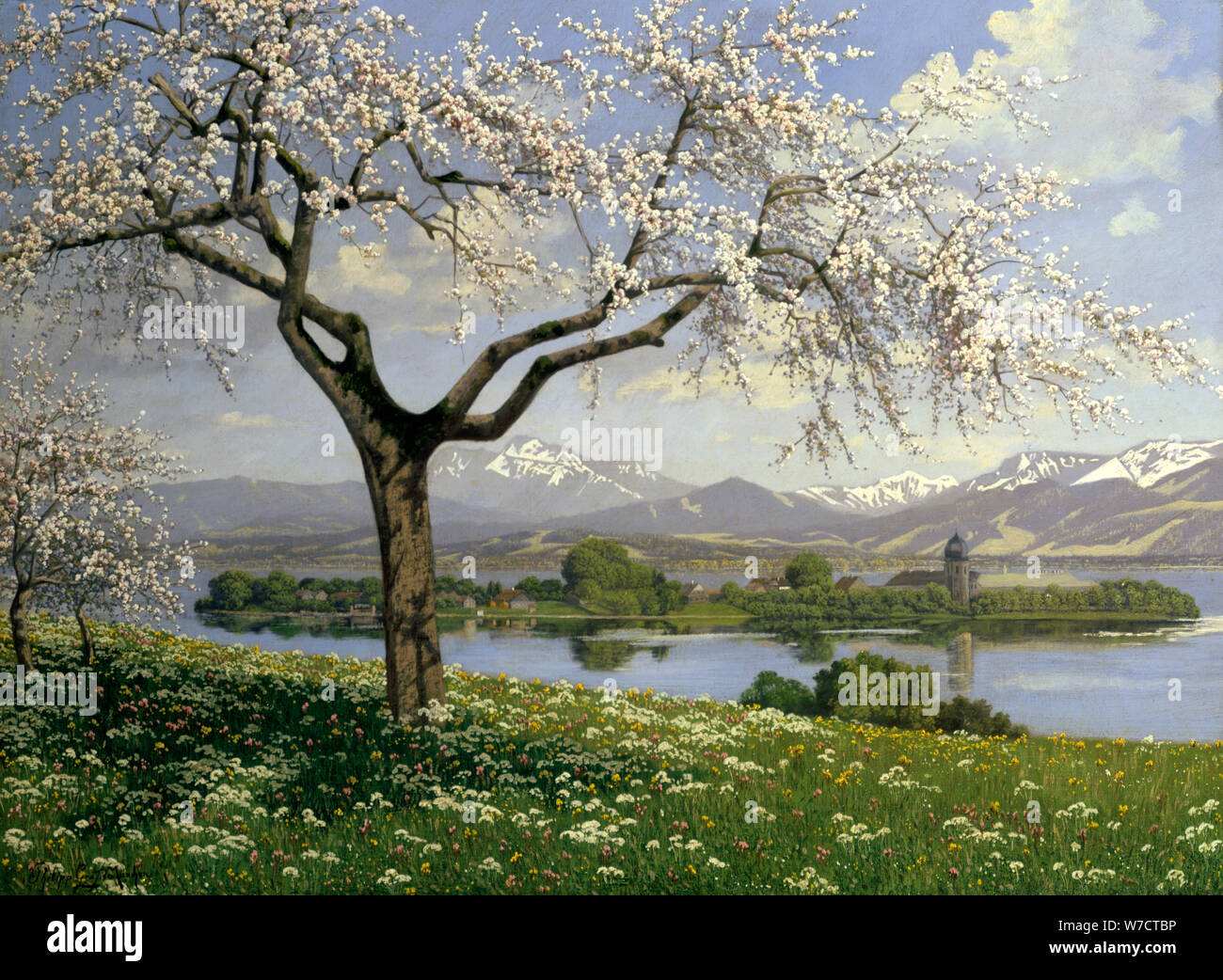 'Bavarian Landscape in Spring', Philipp Graf, 20th century. Artist: Philipp Graf Stock Photo