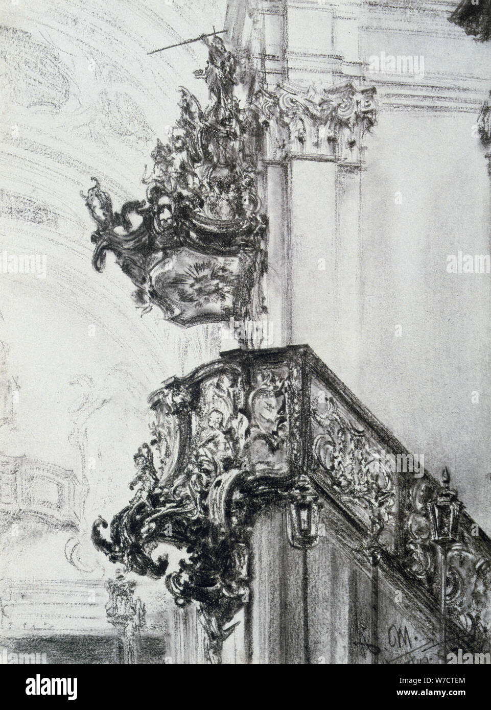 'Architectural study', (1830-1905?). Artist: Adolph Menzel Stock Photo