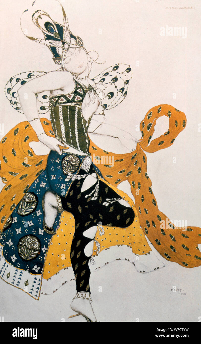 Peri (Natasha Trouhanova), costume design for La Peri (music by Paul Dukas), 1911. Artist: Leon Bakst Stock Photo