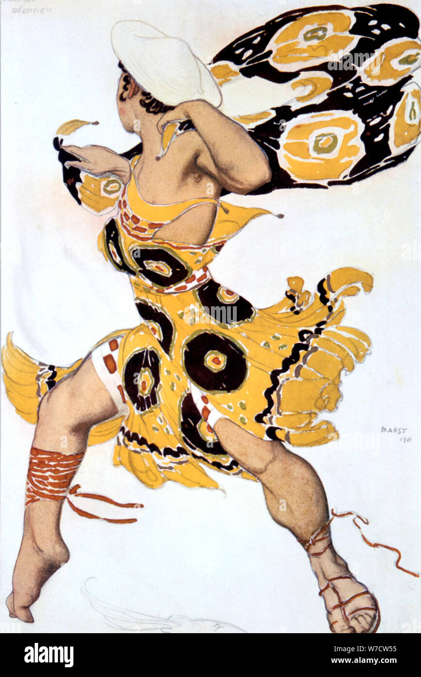 'Ephebe', costume design for a Ballets Russes production of Tcherepnin's Narcisse, 1911. Artist: Leon Bakst Stock Photo
