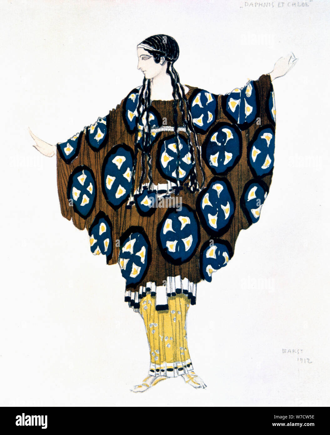 Costume design for a Ballets Russes production of Ravel's Daphnis et Chloe, 1912. Artist: Leon Bakst Stock Photo