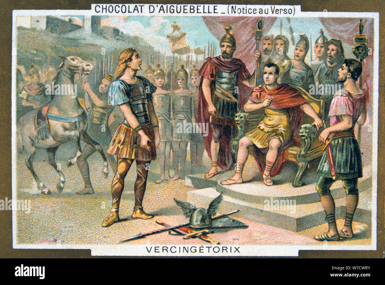 Vercingetorix surrenders to Julius Caesar, c46 BC, (19th century). Artist:  Unknown Stock Photo - Alamy