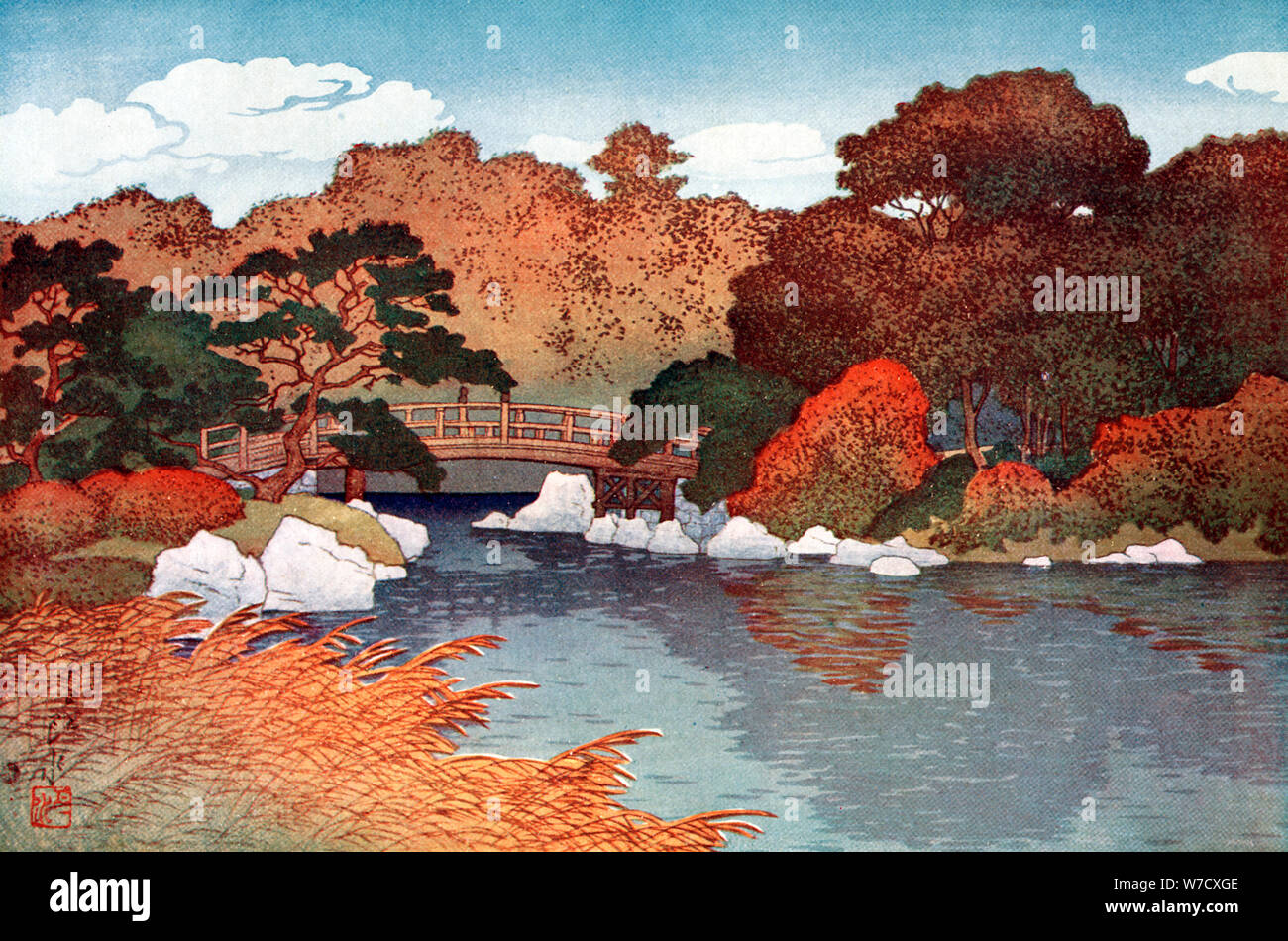 'Autumn in Hundred Flower Garden at Muko-Jima', c1900-1950.Artist: Yoshida Hiroshi Stock Photo