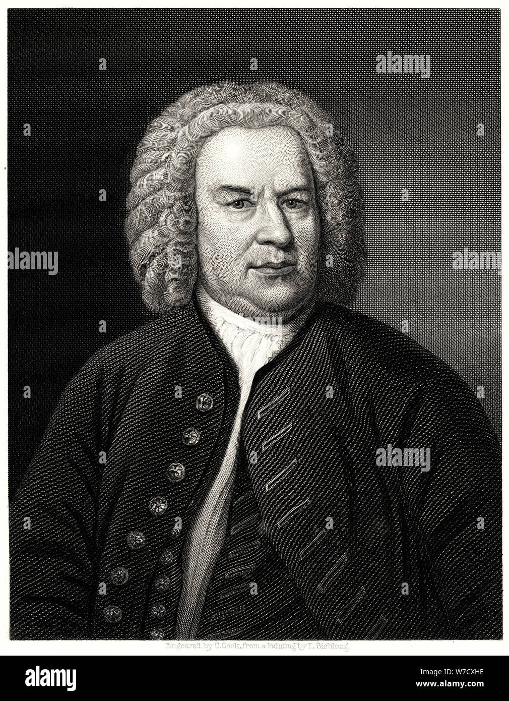 'Johann Sebastian Bach', 19th century. Artist: C Cook Stock Photo