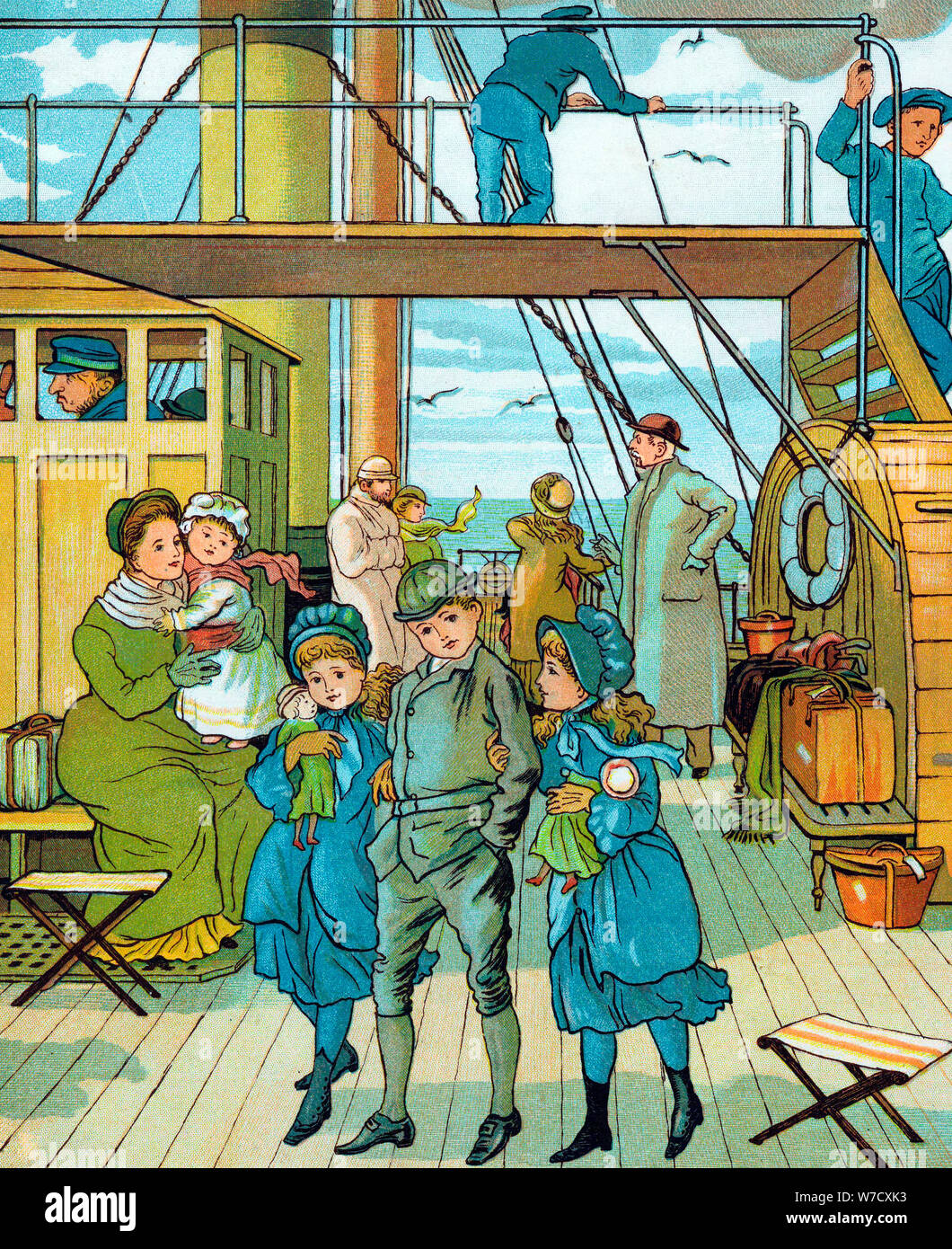 English family travelling to France, 1886. Artist: Unknown Stock Photo