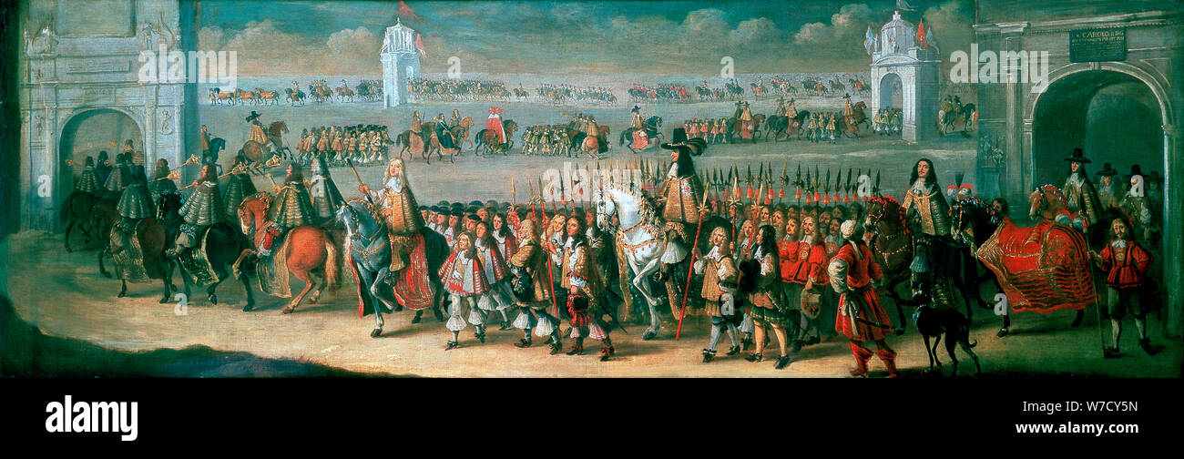 Charles II Processing from the Tower of London to Westminster, 22 April 1661. Artist: Dirck Stoop Stock Photo