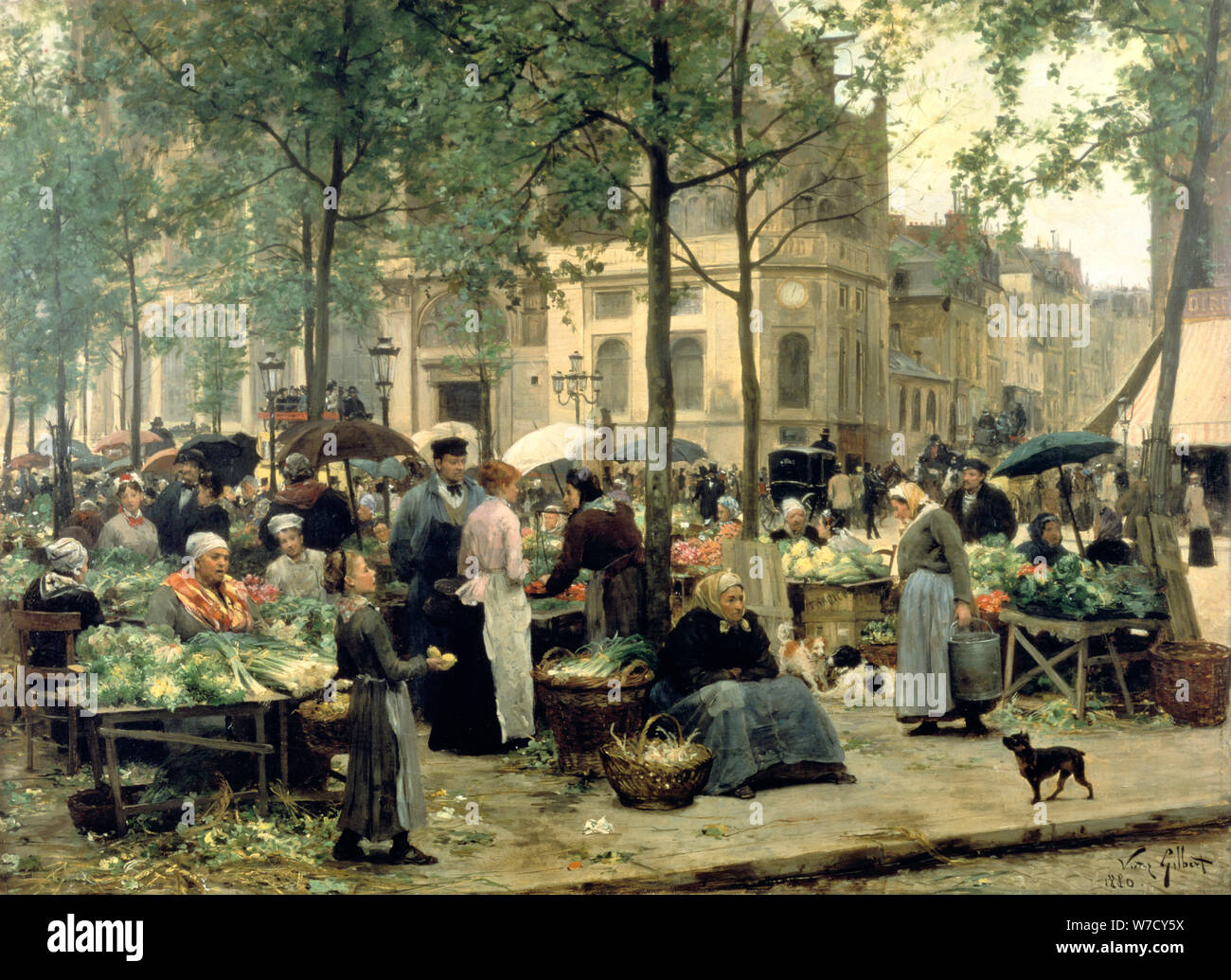 'Le Carreau des Halles', Paris, 1880. Artist: Gilbert Victor Gabriel Stock Photo