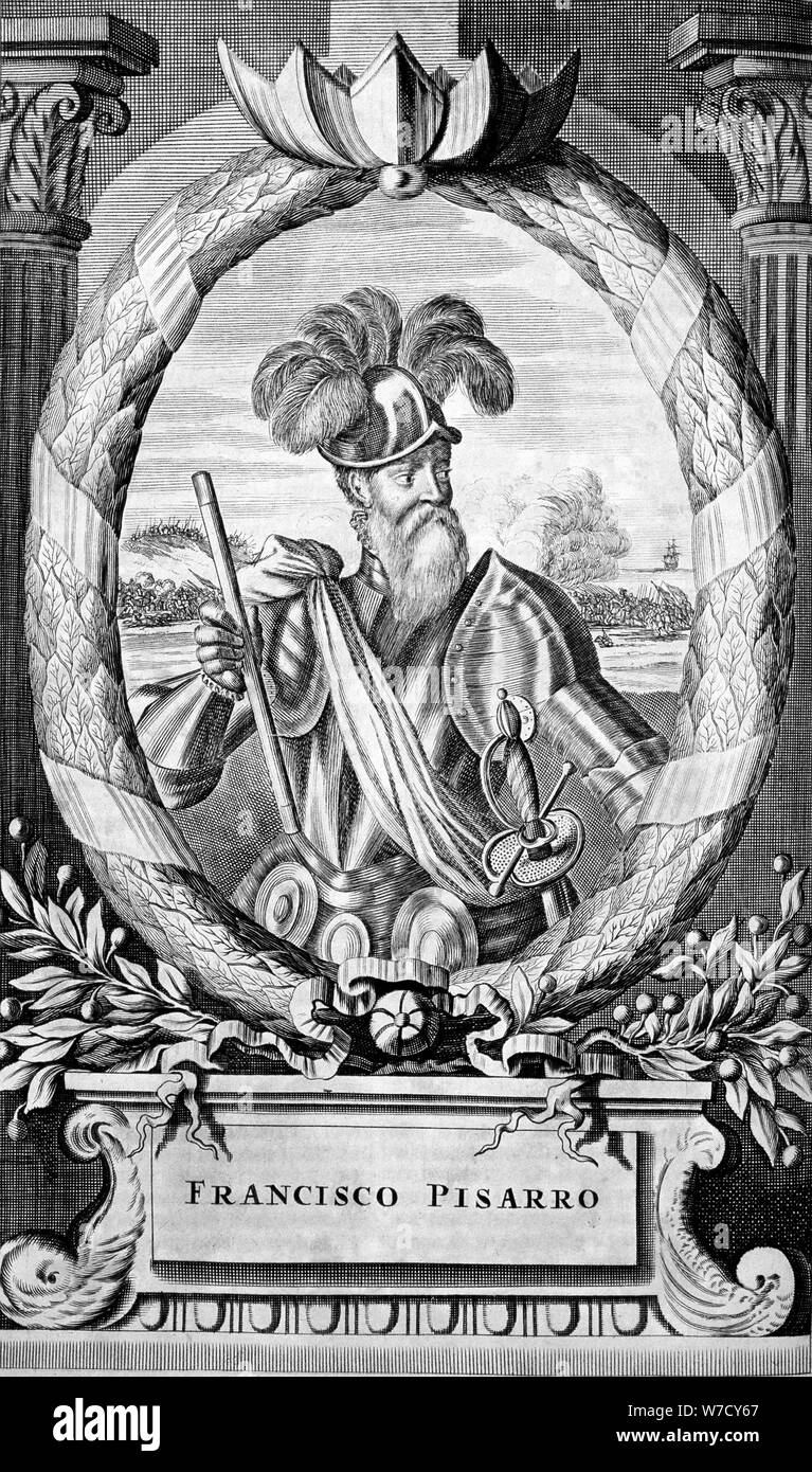 Francisco Pizarro, 15th century Spanish conquistador, 1671. Artist: Unknown Stock Photo