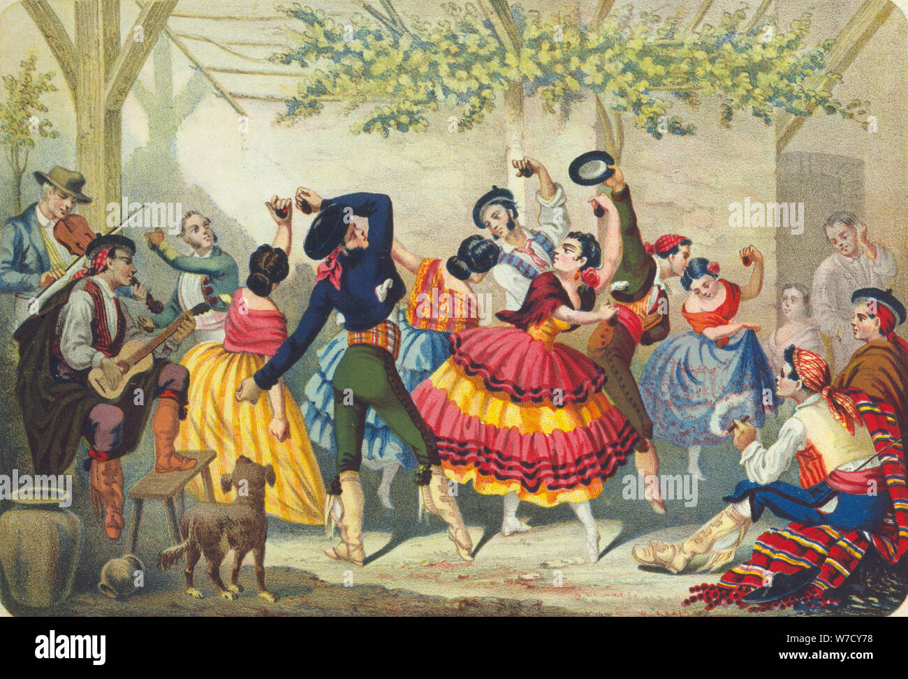 Spanish dancers, mid 19th century. Artist: Anon Stock Photo