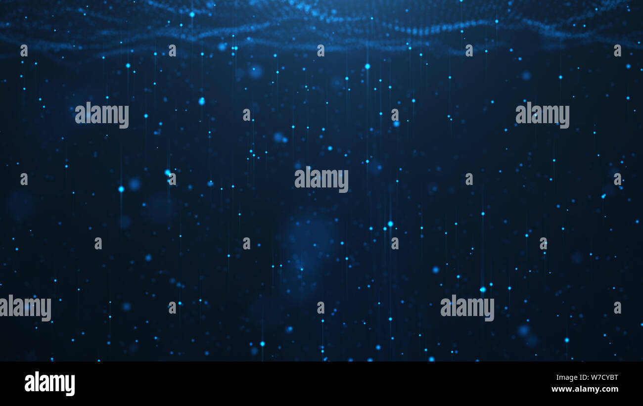 Abstract background of shining particles, digital sparkling blue ...