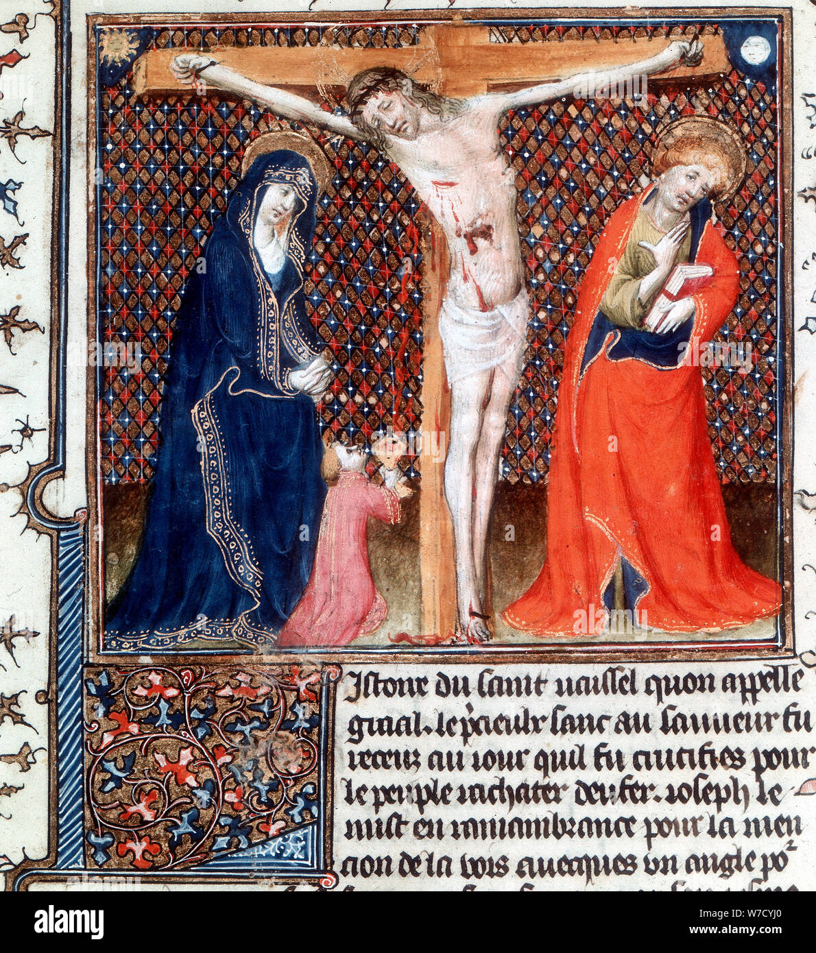 Joseph of Arimathea receiving Christ's blood, 15th century. Artist: Unknown Stock Photo