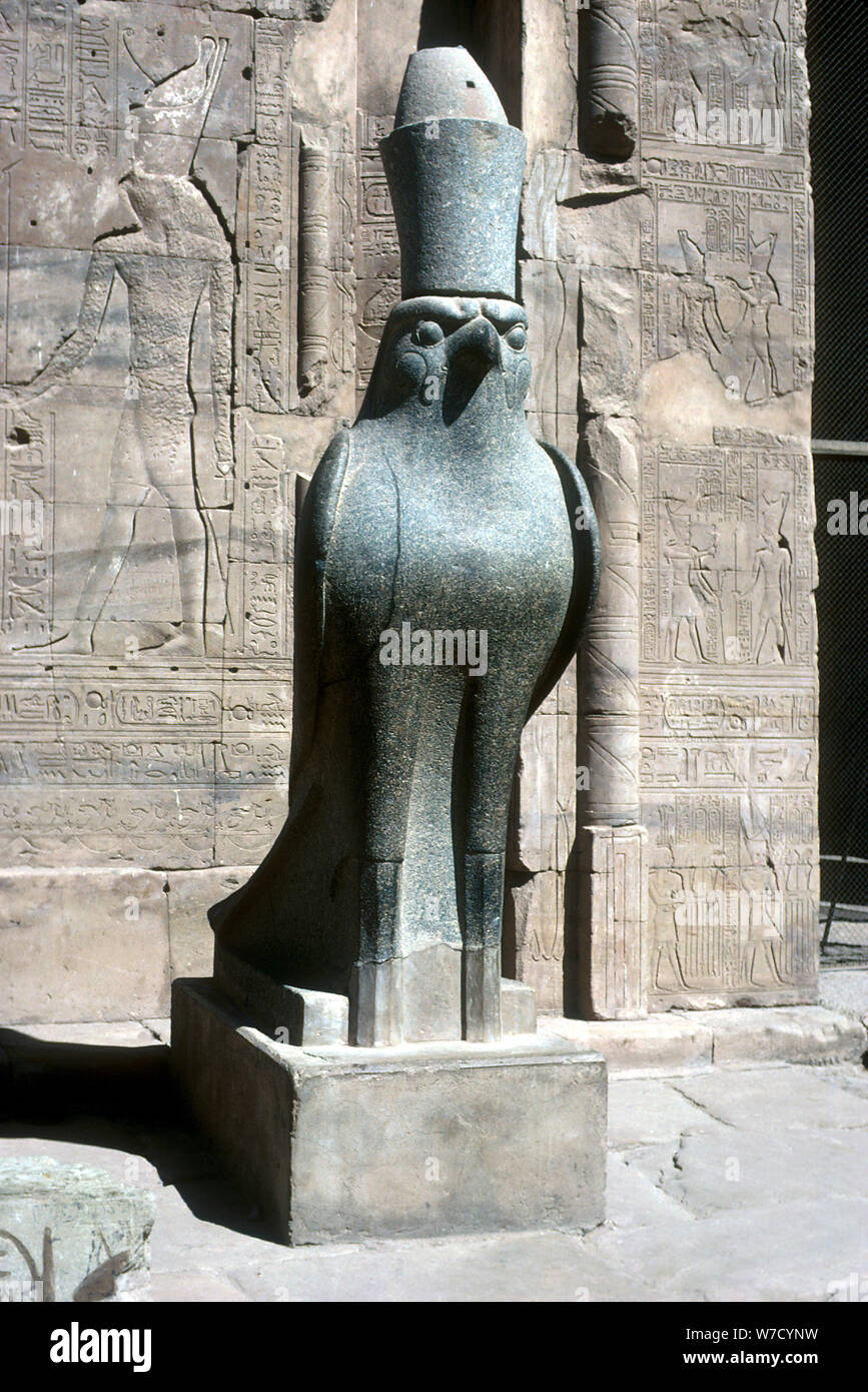 Statue of the god Horus, Temple of Horus, Edfu, Egypt, Ptolemaic Period, c251 BC-c246 BC. Artist: Unknown Stock Photo