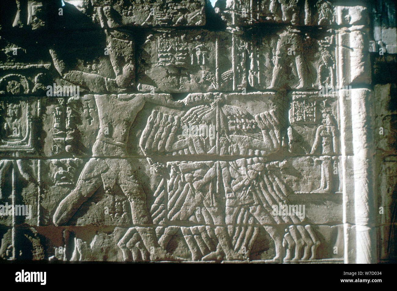 Rameses III smiting his enemies before Amun-Ra, Mortuary Temple, Medinat Habu, Egypt, c12th cen BC Artist: Unknown Stock Photo