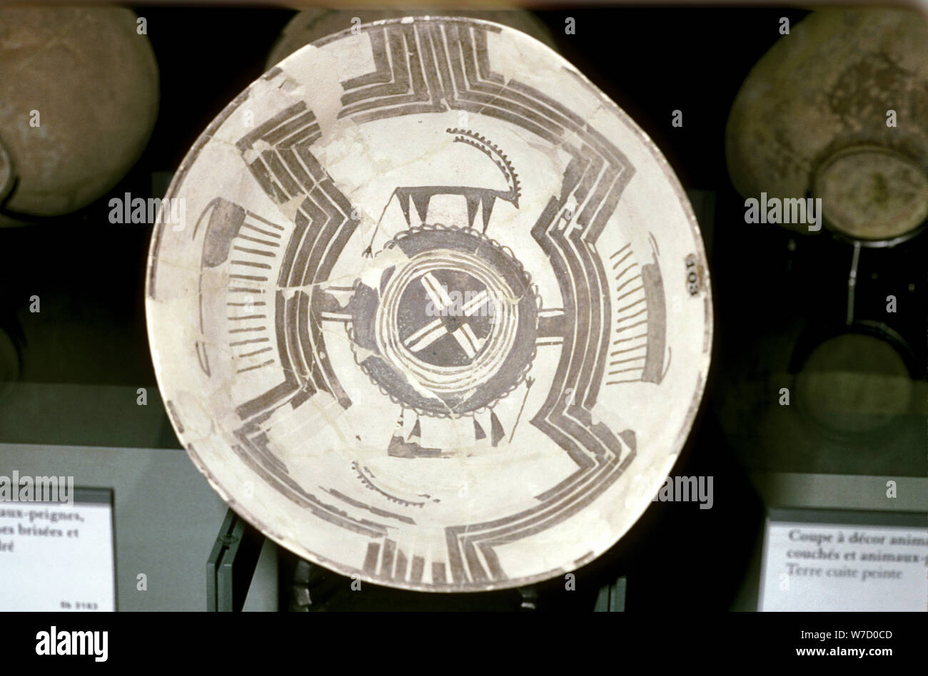 Terracotta dish with animal decoration, Susa, c4200-3800 BC. Artist: Unknown Stock Photo