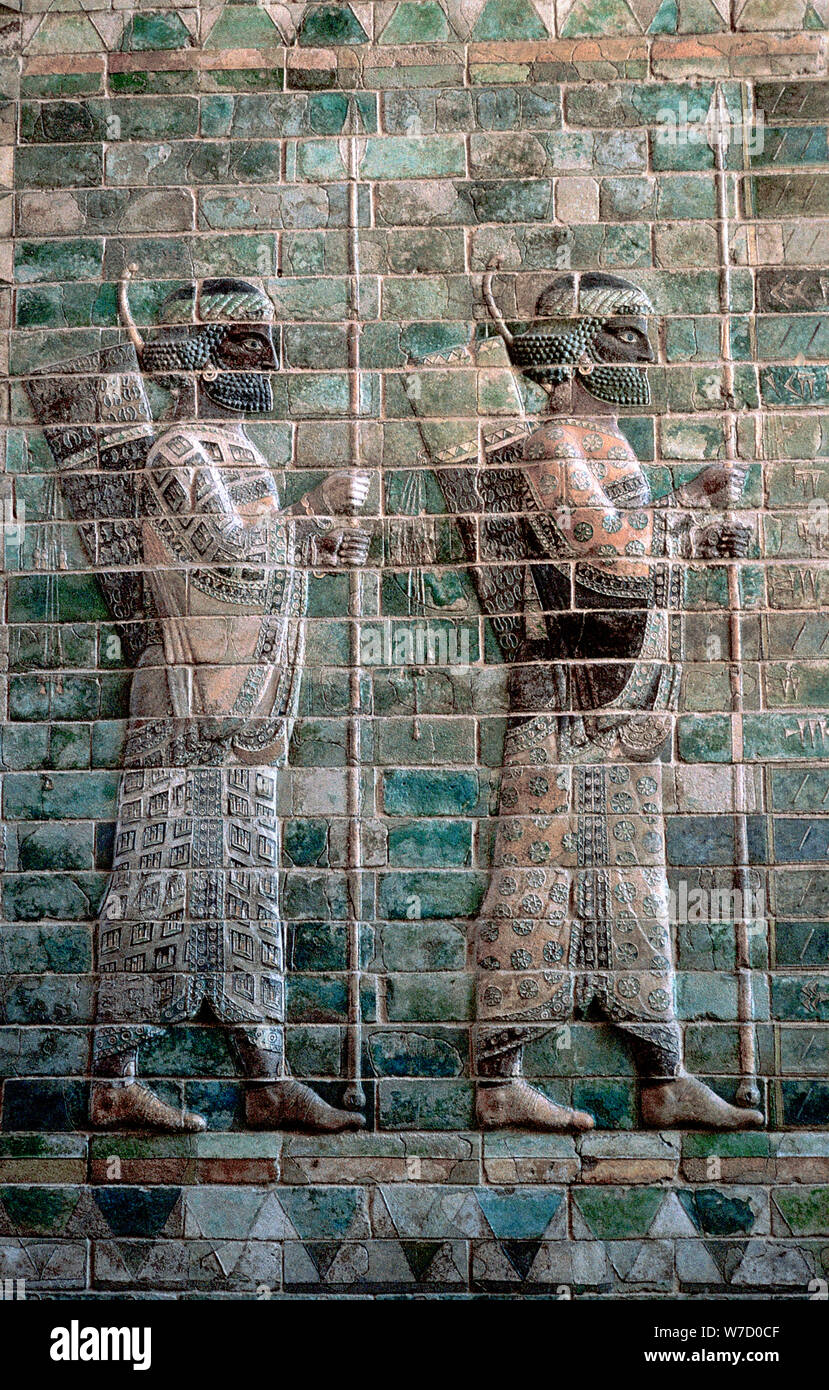 Relief showing archers of the Persian Royal Guard, Palace of Darius I, Susa, c500 BC. Artist: Unknown Stock Photo