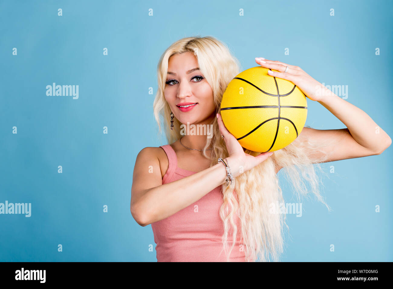Cute Girl Holding Basket Ball Stock Photos Cute Girl Holding