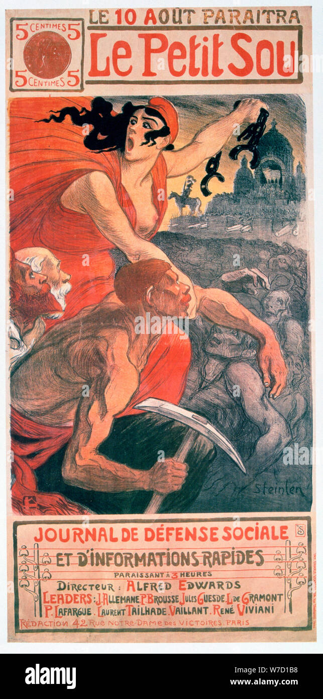 'Le Petit Sou', socialist magazine by Théophile Steinlen, 1900. Artist: Theophile Alexandre Steinlen Stock Photo