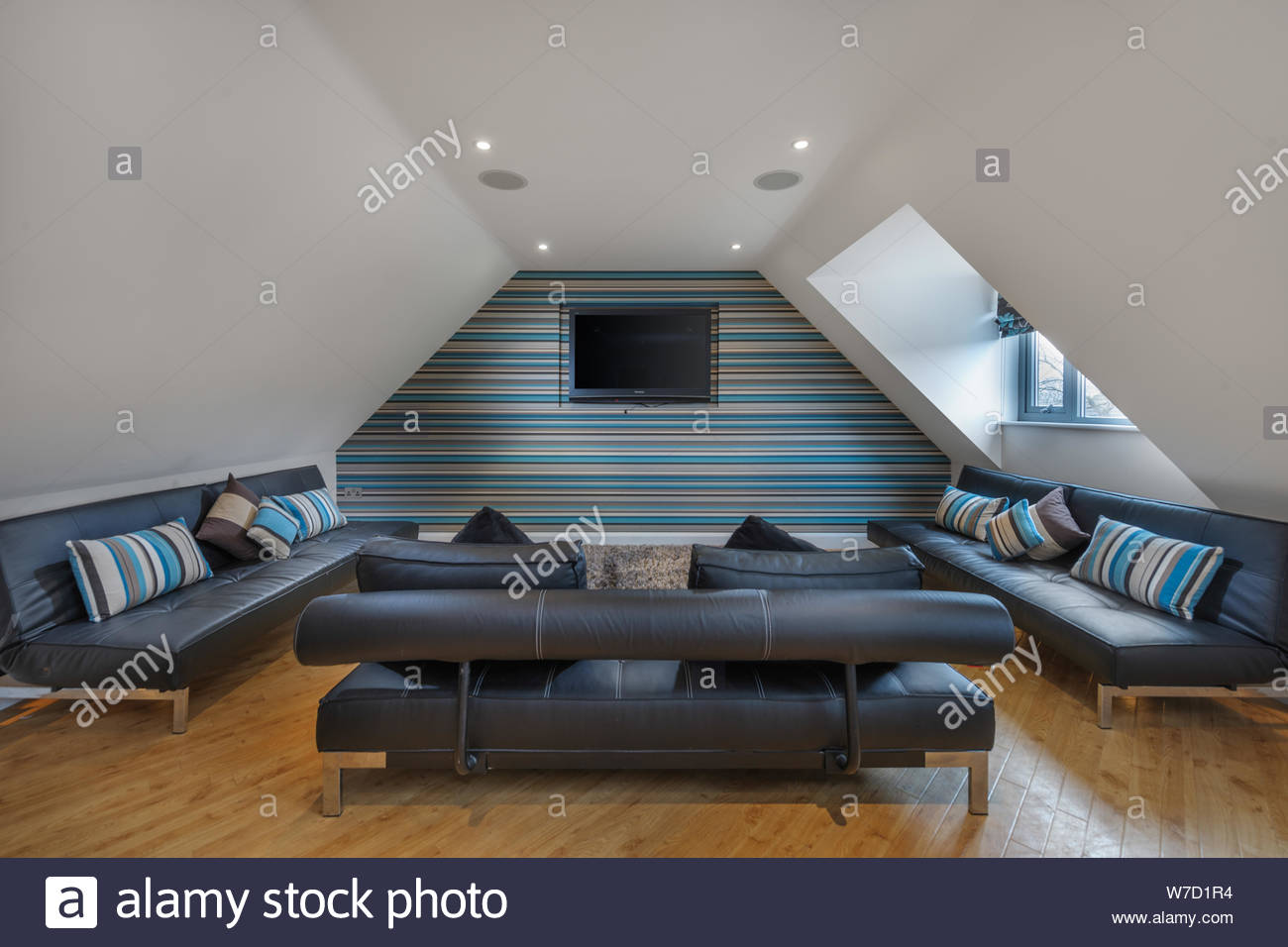 A Contemporary Cinema Room In A Luxury House Stock Photo